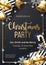 Christmas party poster template with shining gold and white ornaments