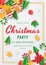 Christmas party template with christmas element on white background. Papercut style.
