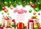 Christmas patry poster background design, decorative colorful balls