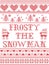 Christmas pattern Frosty the snowman seamless pattern inspired by nordic culture festive winter in cross stitch with heart