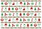 Christmas pattern of pixel art. Vector illustration. Santa Claus, reindeer, Christmas tree, snowman, presents, etc.
