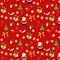 Christmas pattern on red background.