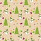 Christmas pattern: snowmen, gifts, Christmas trees and doodles on a light background. vector. illustration