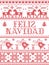 Christmas pattern spanish Feliz Navidad seamless pattern inspired by Nordic culture festive winter in cross stitch, heart