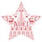 Christmas pattern in star shape with Noel word inspired by Nordic culture festive winter in cross stitch with heart