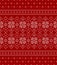 Christmas pattern vector in red and white. Nordic cross stitch seamless pattern border with snowflakes for New Year.