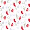 Christmas pattern which depicts mistletoe, holly, tree, sock, mitten, star, snowflake. Christmas and new year decoration