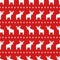 Christmas pattern - Xmas reindeer and star on red background.