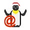 Christmas penguin next to a sign email