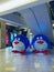 Christmas Penguins decoration in shopping mall Panorama
