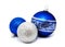 Christmas perfect decoration blue and silver balls isolated