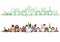 Christmas pet animals in a row with copy space