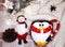 Christmas picture funny snowman and tea cap