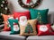 Christmas Pillows On A Couch. Generative AI