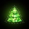 Christmas pine tree in low poly triangle style, holiday decoration card design. EPS10 vector.