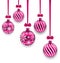 Christmas Pink Glassy Balls with Bow Ribbon