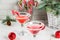 Christmas pink peppermint martini