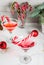 Christmas pink peppermint martini