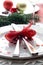 Christmas place setting with ribbon