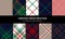 Christmas plaid pattern set for winter holidays. Seamless tartan vector check in red, green, navy blue, yellow, white for flannel.