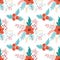 Christmas plant pattern Cute poinsettia bouquet Bright New Year seamless background Merry Christmas floral design