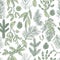 Christmas plants set. Vector seamless pattern