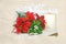 Christmas poinsettia bouquet with wedding rings