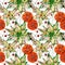Christmas poinsettia floral watercolor seamless pattern