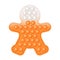 Christmas popit trendy fidget toy - holiday gingerbread man in orange and white colors. New Year colorful pop it toy