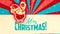 Christmas postcard design with funny santa claus
