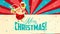 Christmas postcard design with funny santa claus