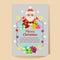 Christmas poster with cartoon santa claus gift sacks