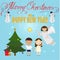 Christmas poster design with Angel, children,snowman, Christmas