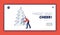 Christmas preparation landing page design with man put reindeer under tree outdoors