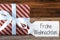 Christmas Present, Label, Frohe Weihnachten Means Merry Christmas, Bow