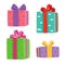Christmas presents collection. Vector illustration of cartoon gifts isolated on white