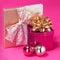 Christmas Presents. Gift Boxes with Gold Bow