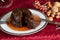 Christmas pudding with brandy