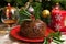 Christmas Pudding with Holly Twigs