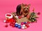 Christmas puppy with balls,new year treegift boot