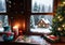 Christmas Puzzles Stacked In A Cozy Corner, With A Snowy Window View. Generative AI