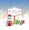 Christmas Rabbit with Present Boxes, Santa Bag, Xmas and New Year Design