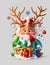 Christmas realistic highly details clean Decorated Christmas Santa man with Deer