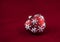 Christmas red background and christmass ball.