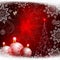 Christmas red background with white balls and bright snowflake.