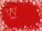 Christmas red  background  with white snowflakes border and wishes quotes text and copy space