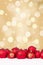 Christmas red balls decoration with golden background