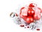 Christmas red balls with festive tinsel