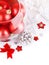 Christmas red balls with festive tinsel