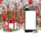 Christmas Red Baubles Frozen Twigs Snow Smartphone Worn Wood